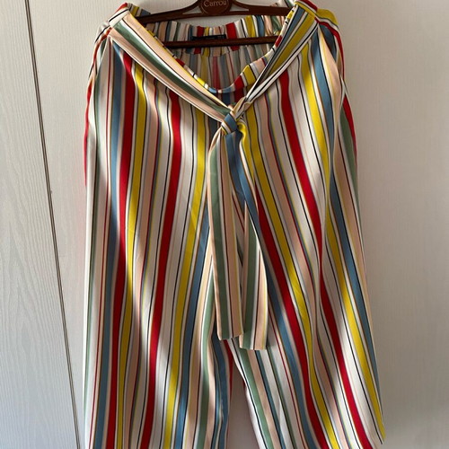 Zara zip culottes with colorful stripes, new