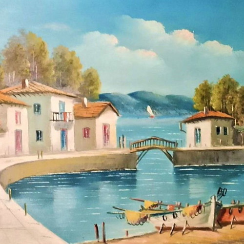 Painting G. Depastas (Psarochori 2) on canvas like new with frame