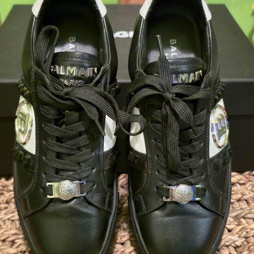 Balmain women's sneakers like new black and white leather