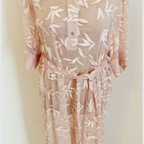 ZARA Embroidered Caftan Dress Small Pink Peach New
