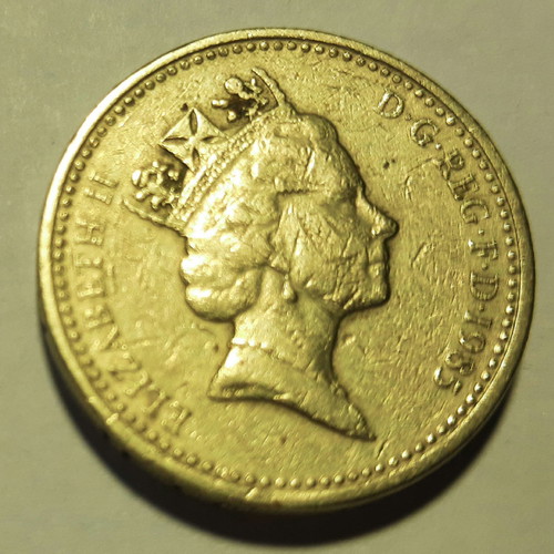 British coins used, 3 pieces with Elizabeth 1975-1994