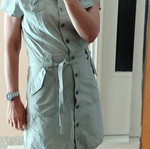 3GUYS Safari Military Utility Mini Dress, beige and green, size S/M