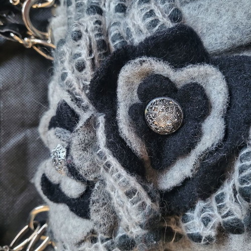 Handbag Italian design used, 80% wool, black and gray