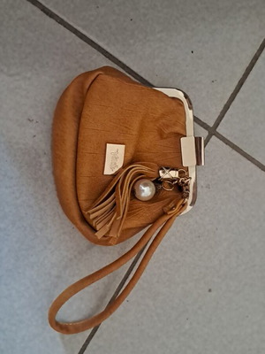 Verde wristlet bag new, mustard color, 13x13 cm