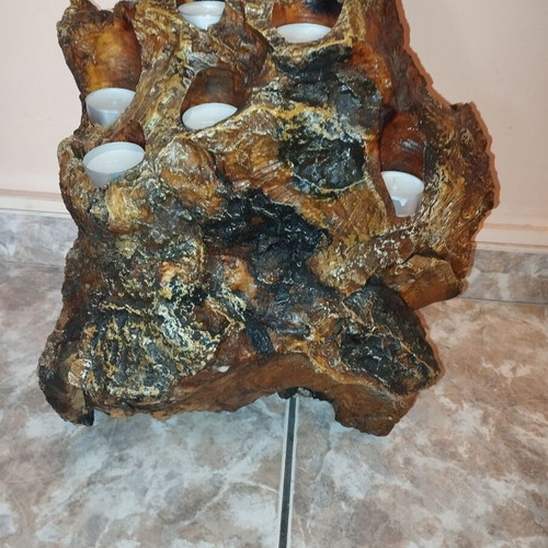 Handmade Olive Root Candlestick with Ten Tea Light Holders like new