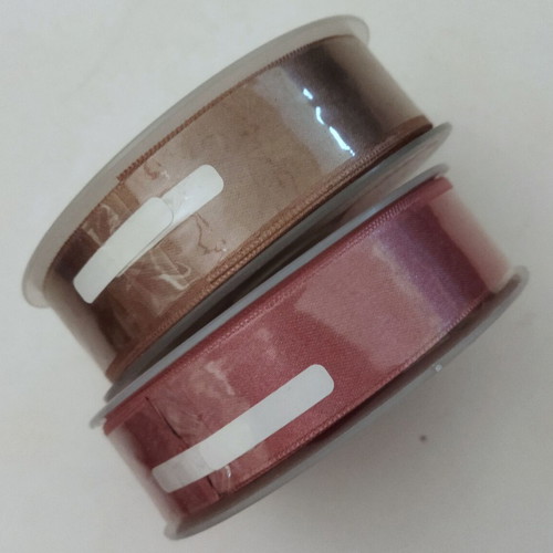 Satin double-sided ribbons set of 2, 2.4cm width, 25m each, new
