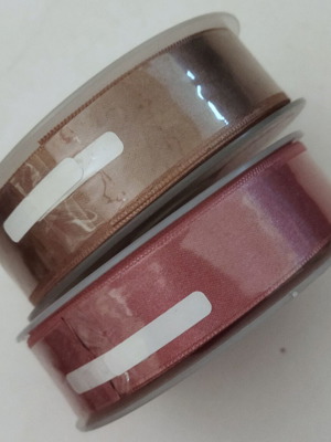 Satin double-sided ribbons set of 2, 2.4cm width, 25m each, new