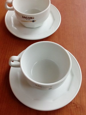 Jacobs Café cappuccino cup set like new, hard porcelain Ionian, 2 pcs