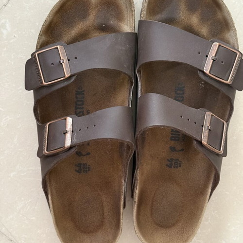 Birkenstock leather men's sandals size 44 Birko-Flor like new, brown