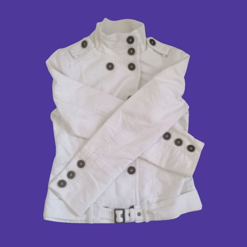 White Springfield denim jacket used, soft and warm, sizes S-M