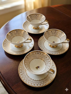 Vintage Mitterteich Bavaria coffee and tea set for 4