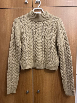 Calliope knitted cropped sweater like new, beige, size L