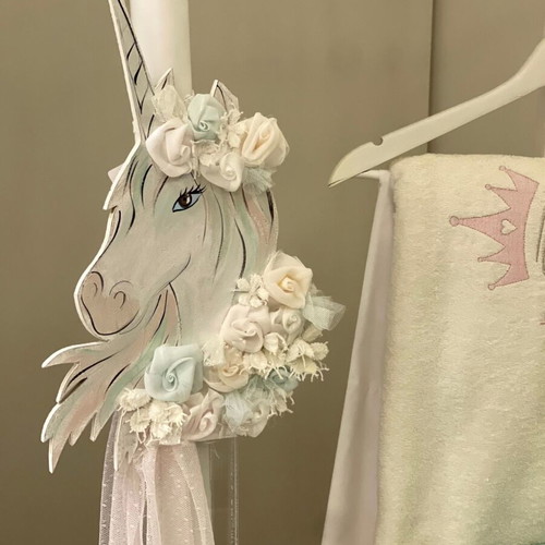 Unicorn baptism set new with box, candle and oil set