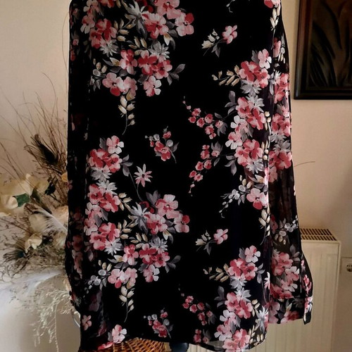 Ovs blouse like new, black with multicolor flowers, XXL