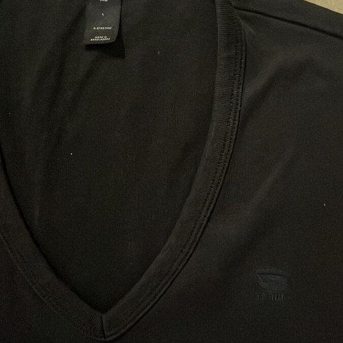 G-Star Raw Men T-Shirt black V-Neck embroidered logo size L like new