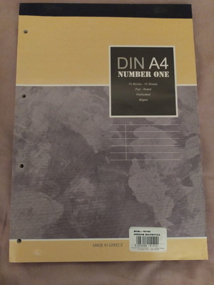 Notepad Number One A4 70 Sheets new, perforated yellow lined