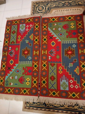 Set of 2 handmade embroidered rugs 1960s like new