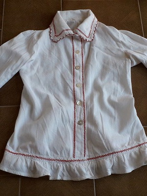 Vintage πουκάμισο βαμβακερό λευκό με δαντέλα βελονάκι μεταχειρισμένο, μέγεθος S