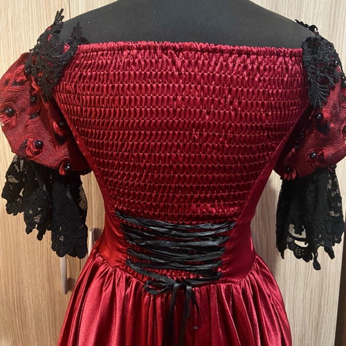 Punkrave Gothic Victorian ruby satin dress
