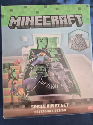 Σετ μονής παπλωματοθήκης Minecraft με αναστρέψιμο σχέδιο, 100% βαμβάκι