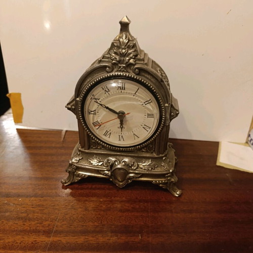 Vintage Quartz Table Clock used, classic style with ornate decoration
