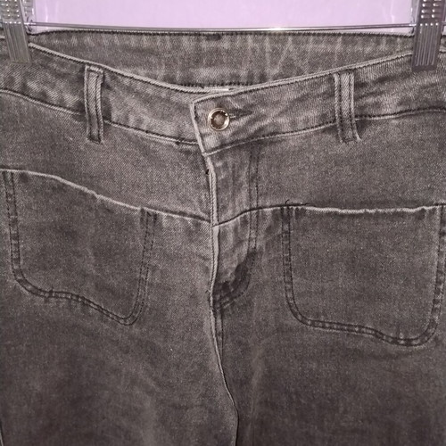 Oversized black acid wash jean pants like new, wide leg culotte