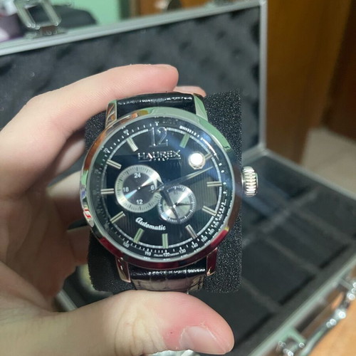 Haurex Maestro automatic men's watch like new with black leather strap