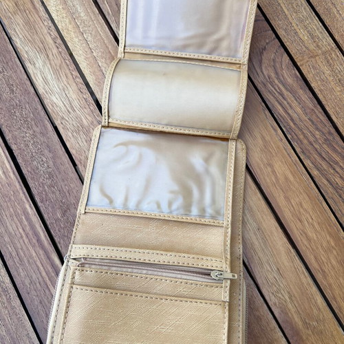 Wallet used, beige with multiple card slots