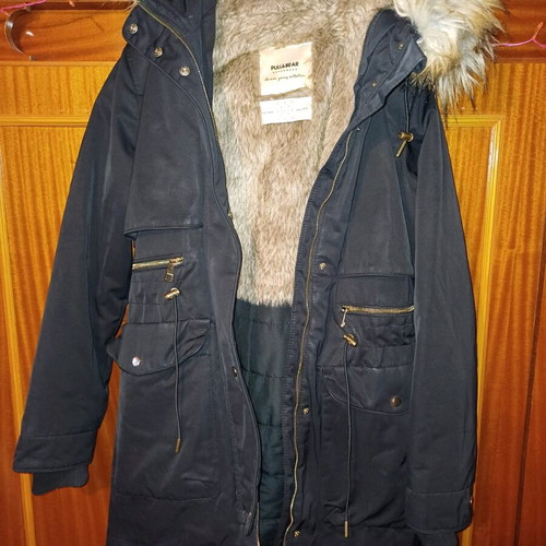 Black Parka Jacket Pull & Bear Size Small Used