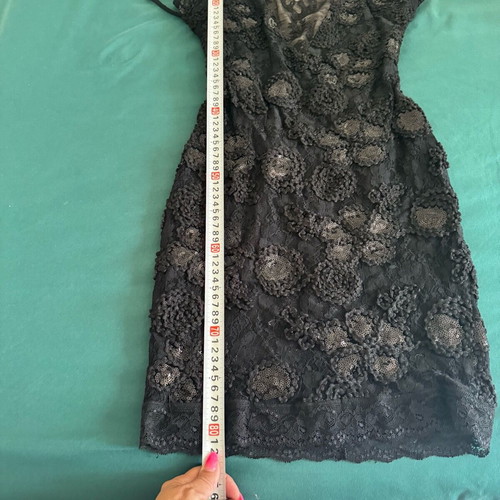 Junona Party Cocktail Mini Little Black Dress Size M open back lace like new