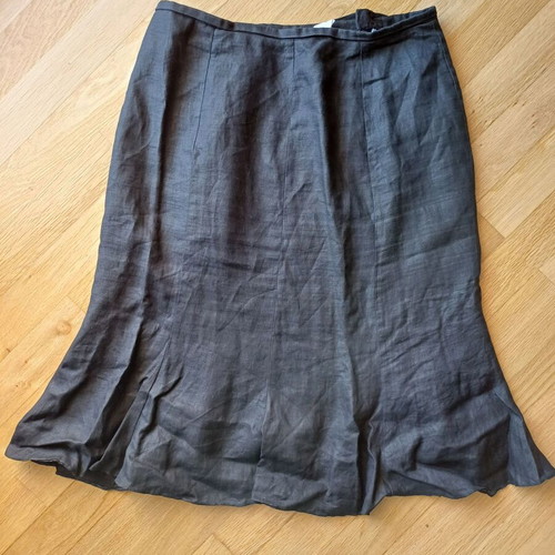 Linen black midi skirt slanted like new