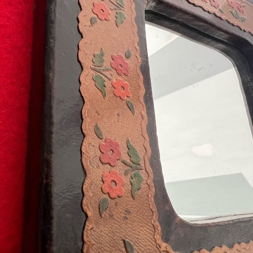 Handmade mirror like new, wood with E. Papanikolaou signature