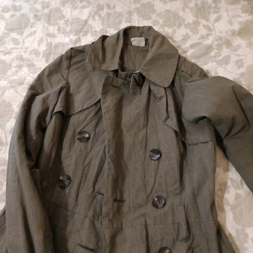 Checked gray trench coat used, size M