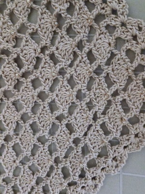 Handmade cotton pareo with shells and beads, new, beige