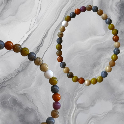 Fancy Jasper handmade bracelet with multicolored semi-precious stones