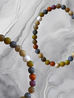 Fancy Jasper handmade bracelet with multicolored semi-precious stones