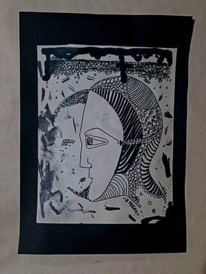 The Mask drawing on cardboard made to order