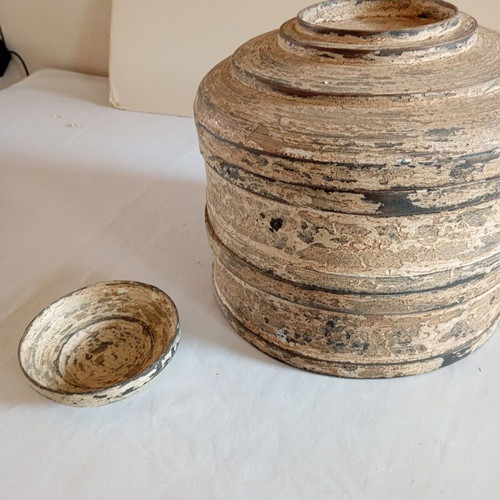 Wooden circular storage container handmade new