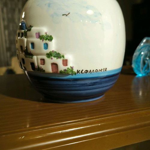 Handmade clay vase from Kefalonia with wear