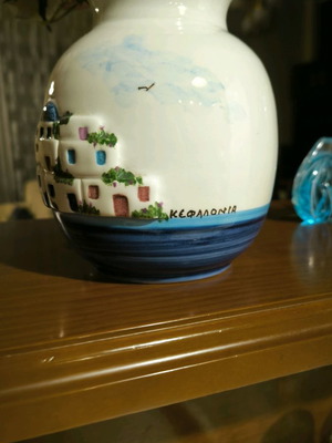 Handmade clay vase from Kefalonia with wear