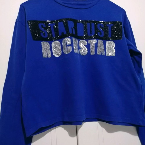 Long-sleeve shirt used with sequin print, size 10-12 years, blue