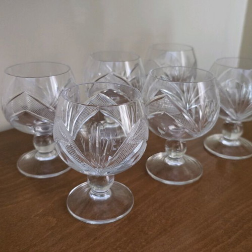 Crystal glasses for cognac like new, set of 6