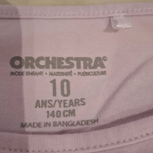 Orchestra girls' t-shirt 10 years used, light pink with design