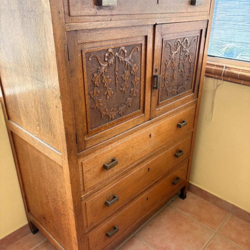 Art Deco vintage drawer cabinet used, wooden