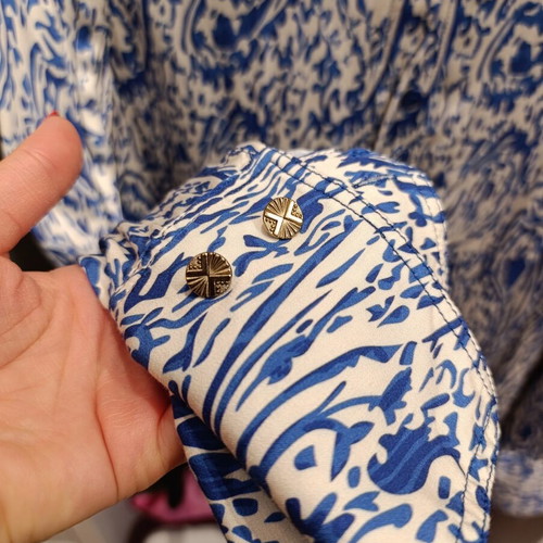 Zara printed satin-look shirt new, beige and blue