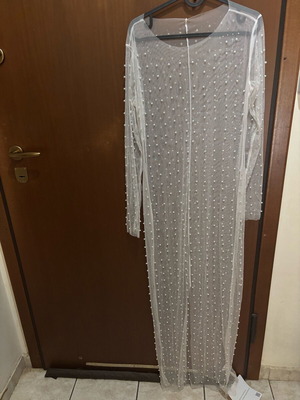 Transparent dress new with pearls and rhinestones size Medium