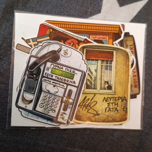 Retro stickers set of 7 with Athens figures new