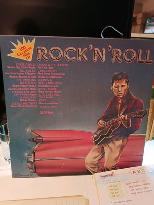 Vinyl records used, 5 LP box set Rock n roll 100 greatest hits