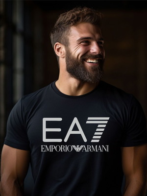 Ea7 тениска нова, черна, 100% памук, размери S-XXL