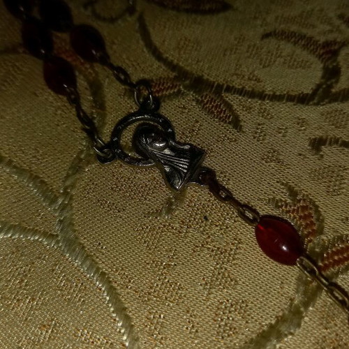 Nomination necklace with cross and Panagia like new, red and silver